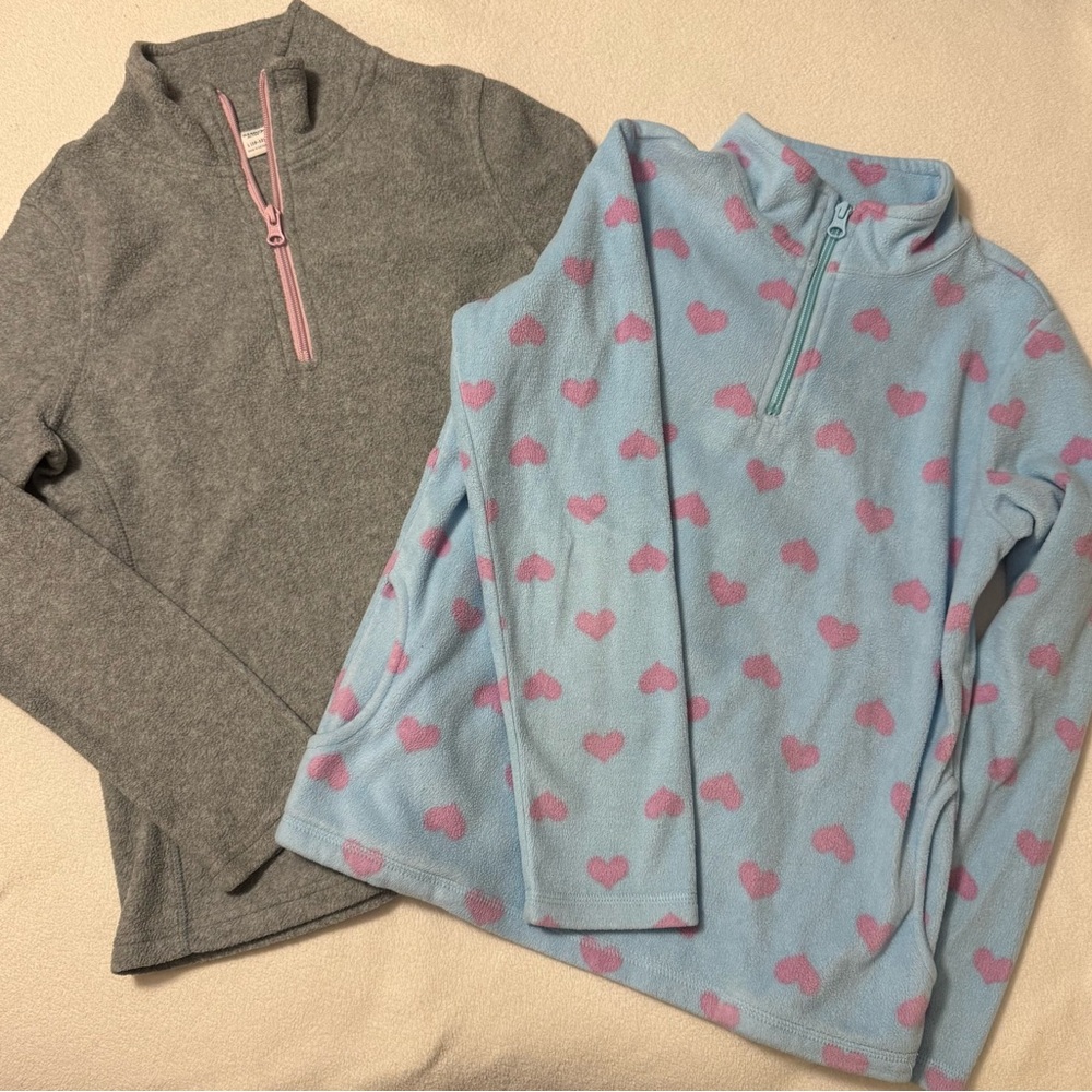 Old Navy/Place Gray & Blue Girls Half Zip Fleece Pullover Bundle, size 10/12